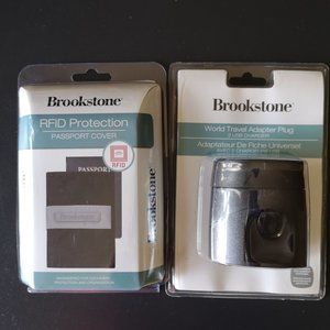 Brookstone Travel Set Adapter Plug + RFID Passport Cover